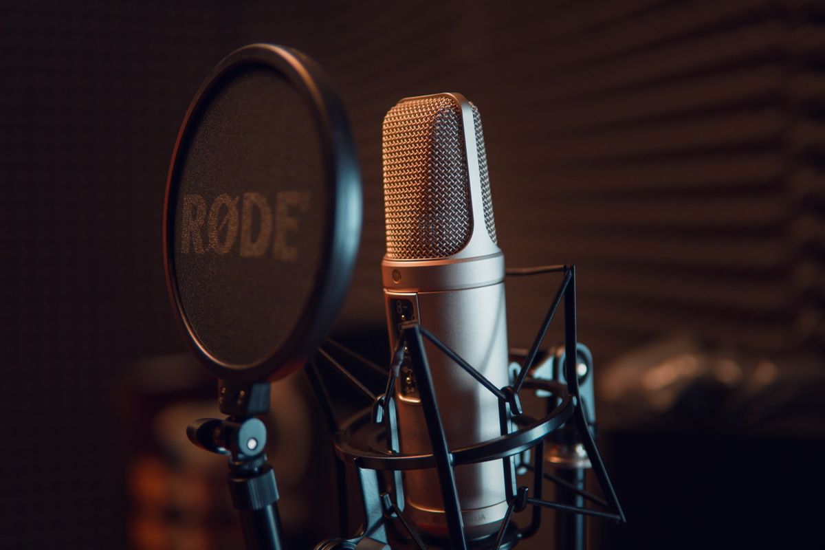 A studio microphone ready for a radio recording